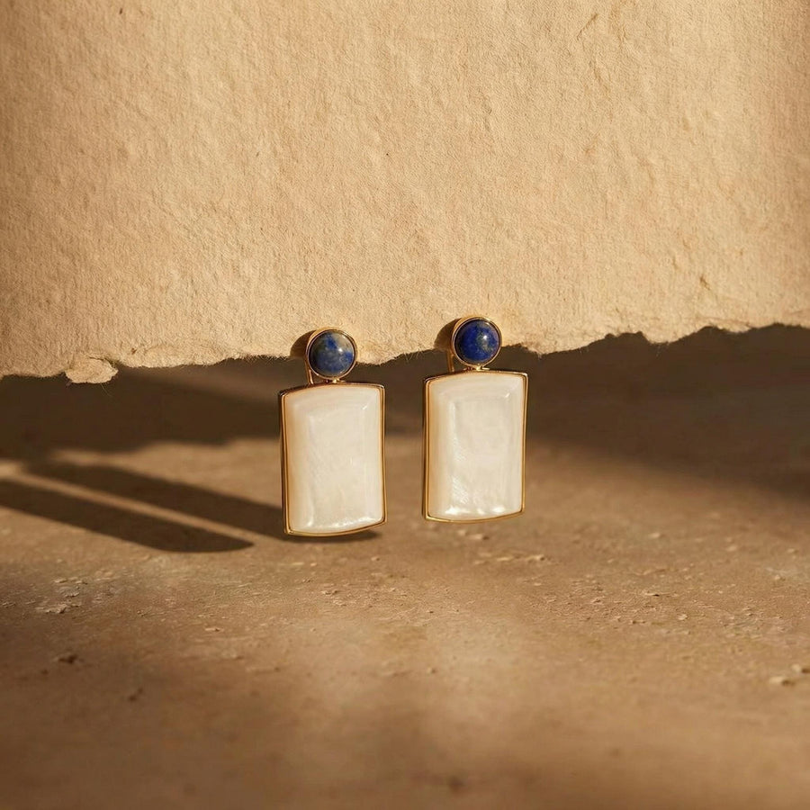 Blue Pearl Deco Earrings