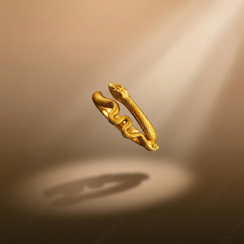 Gold Snake Ring, Serpent Wrap Ring, Sculptural Animal Jewelry, Vintage Snake Ring, Mediterranean Inspired Ring, Timeless Statement Ring