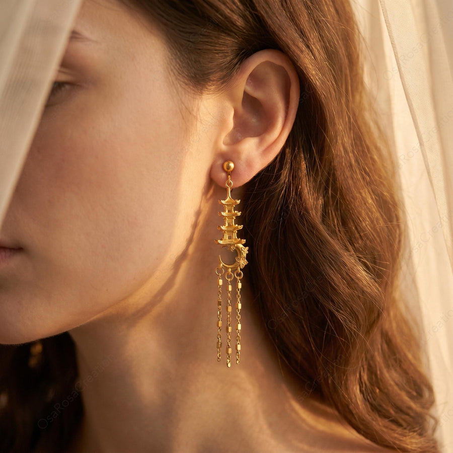 Moon Pagoda Earrings