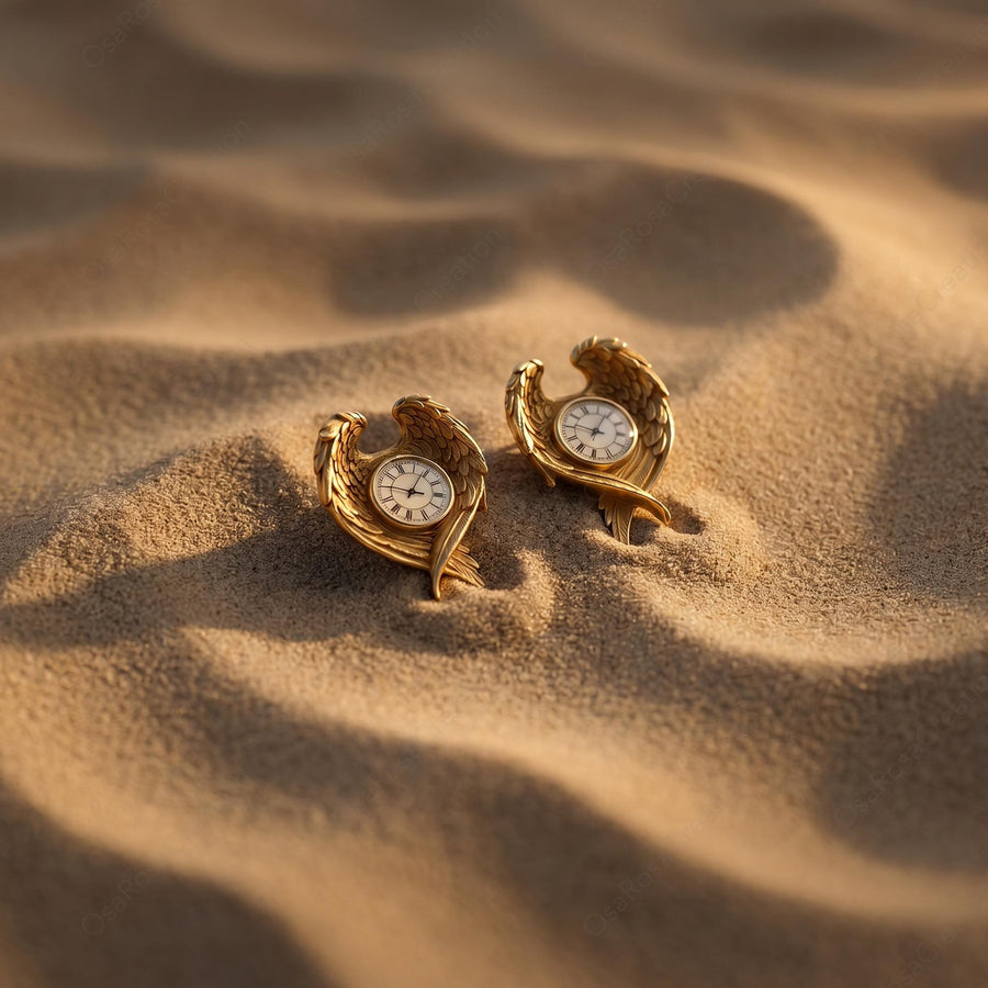 Angel Wing Clock Earrings