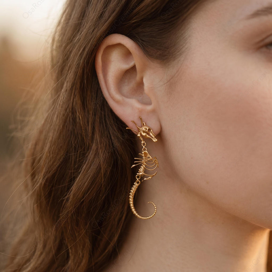 Siren Seahorse Relic Earrings