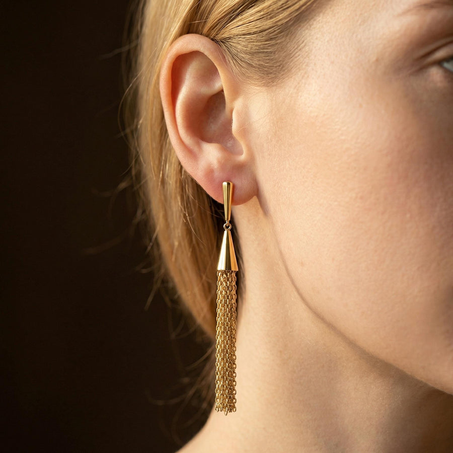 Geometric Chain Tassel Earrings