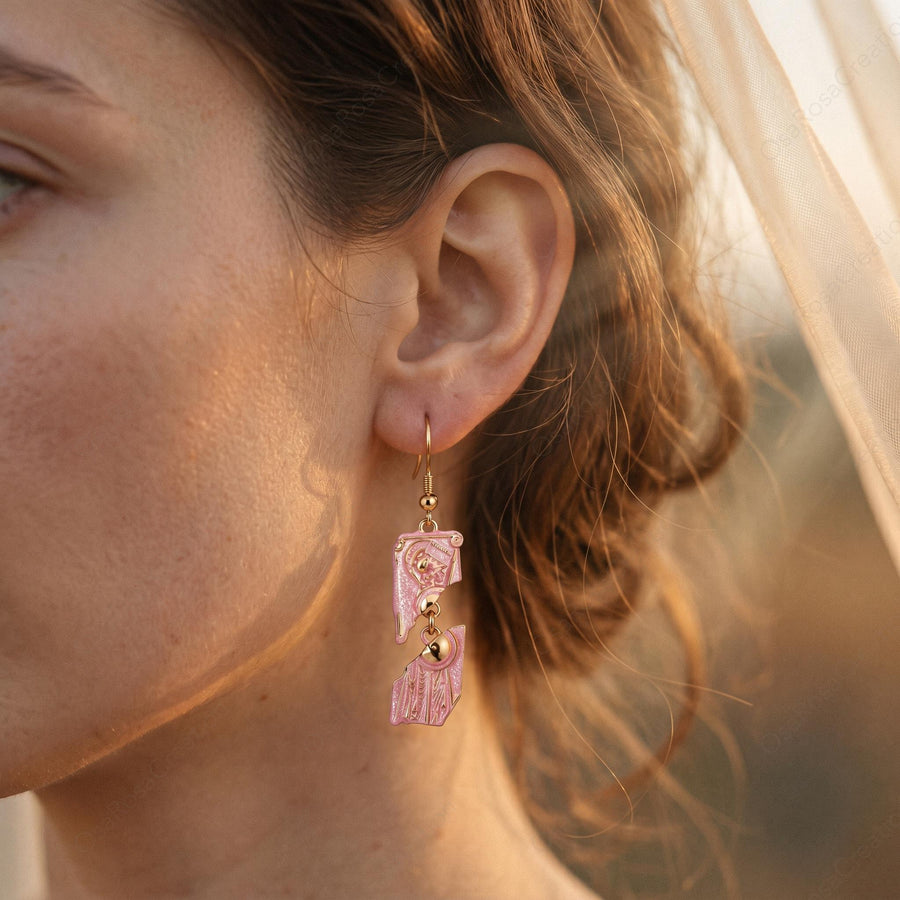 Broken Pink Column Earrings