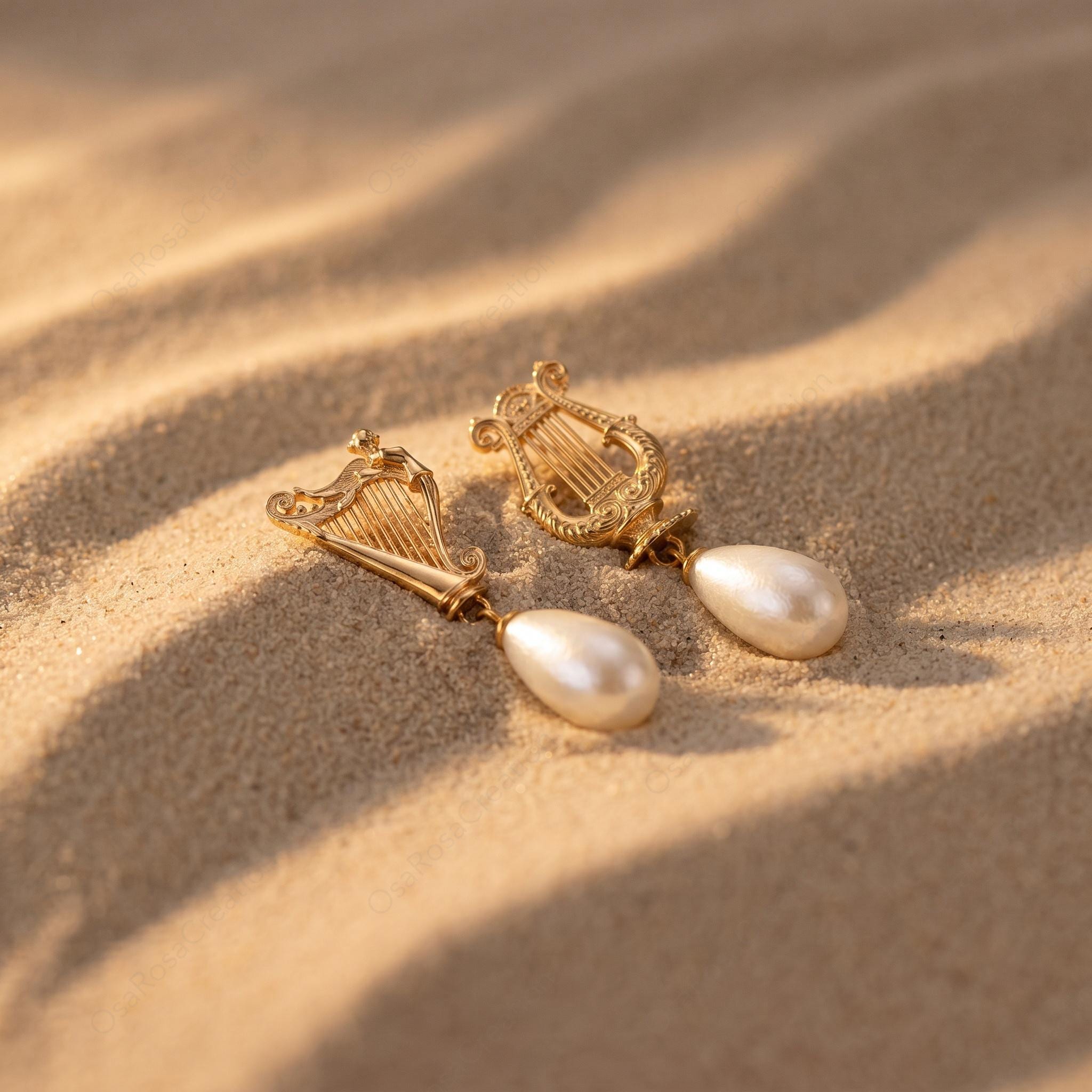 Ancient Greek Aegean Tears Earrings |Greek Goddess Earrings｜Mythology Inspired Earrings｜ Pearl Drop Vintage Jewelry｜Christmas gift