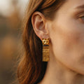 Sculptural Gold Cat Tassel Earrings Vintage Style Feline Fringe Drop Statement Jewelry