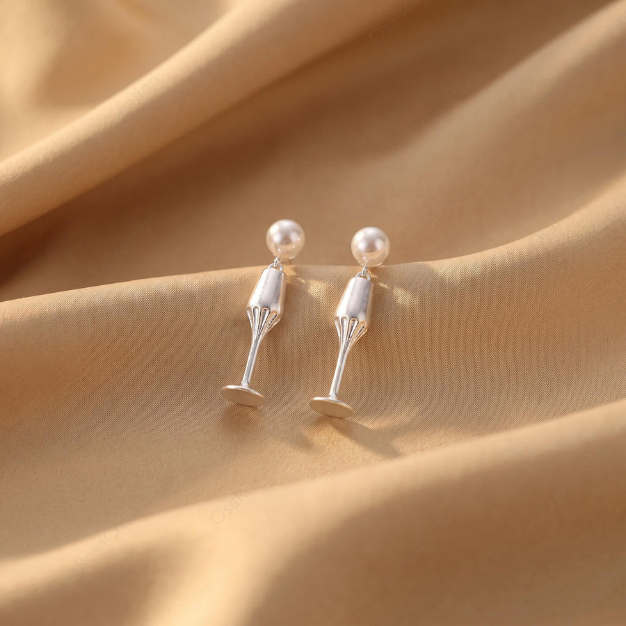 Champagne Flute Pearl Earrings
