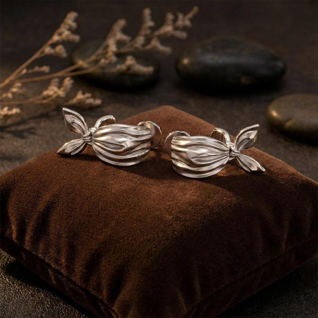 Silver Scarf Knot Huggie Earrings • French Chic Jewelry