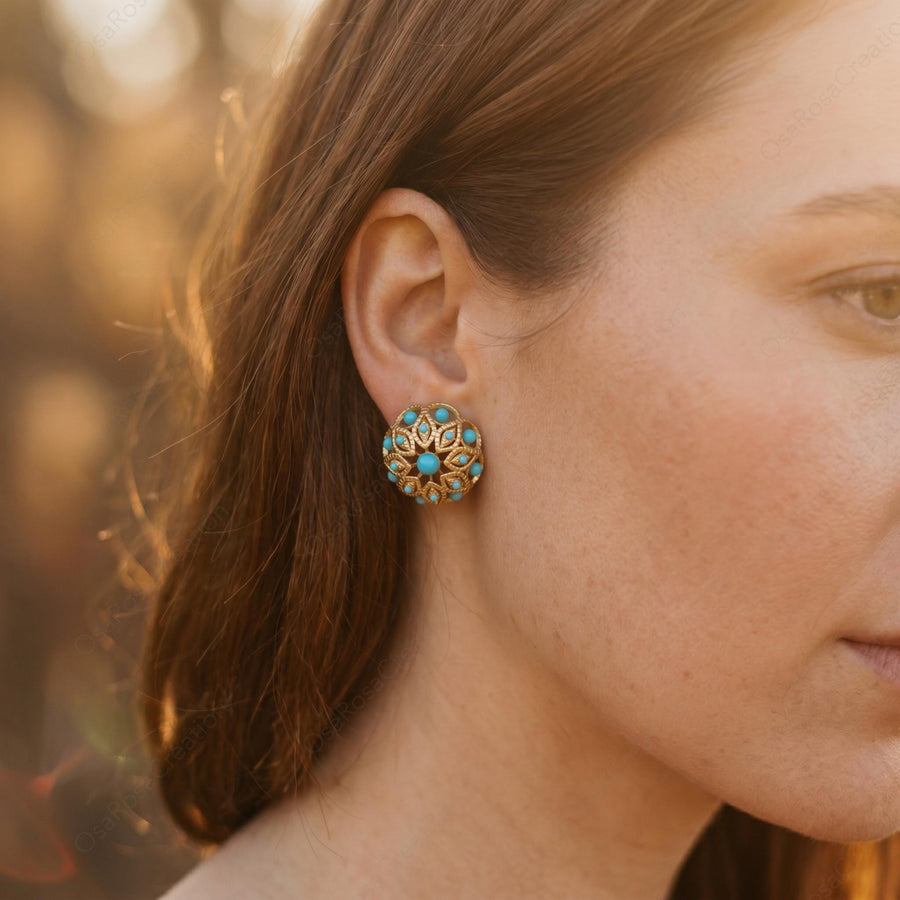 Mediterranean Blue Filigree Studs