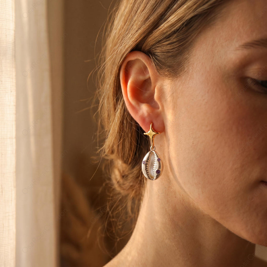 Star Cowrie Shell Earrings
