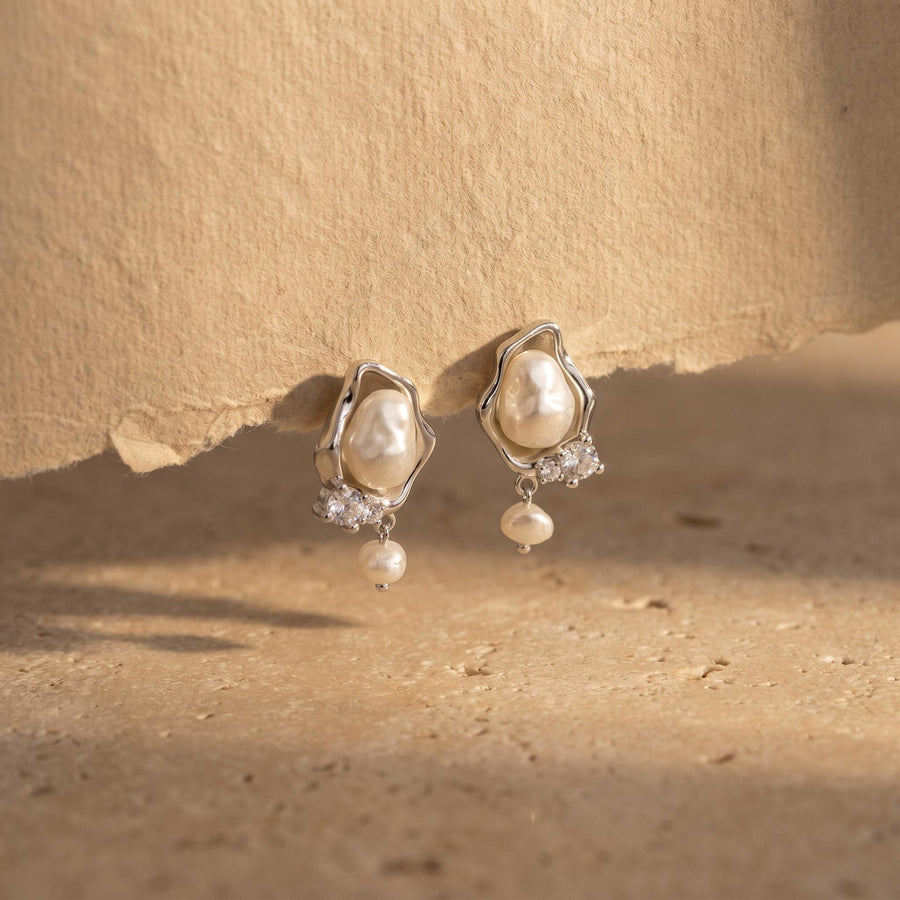 Baroque Pearl Wave Earrings