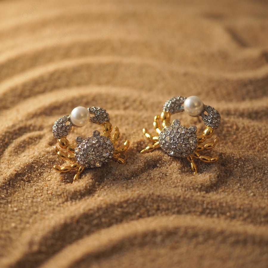 Pearl Crab Earrings
