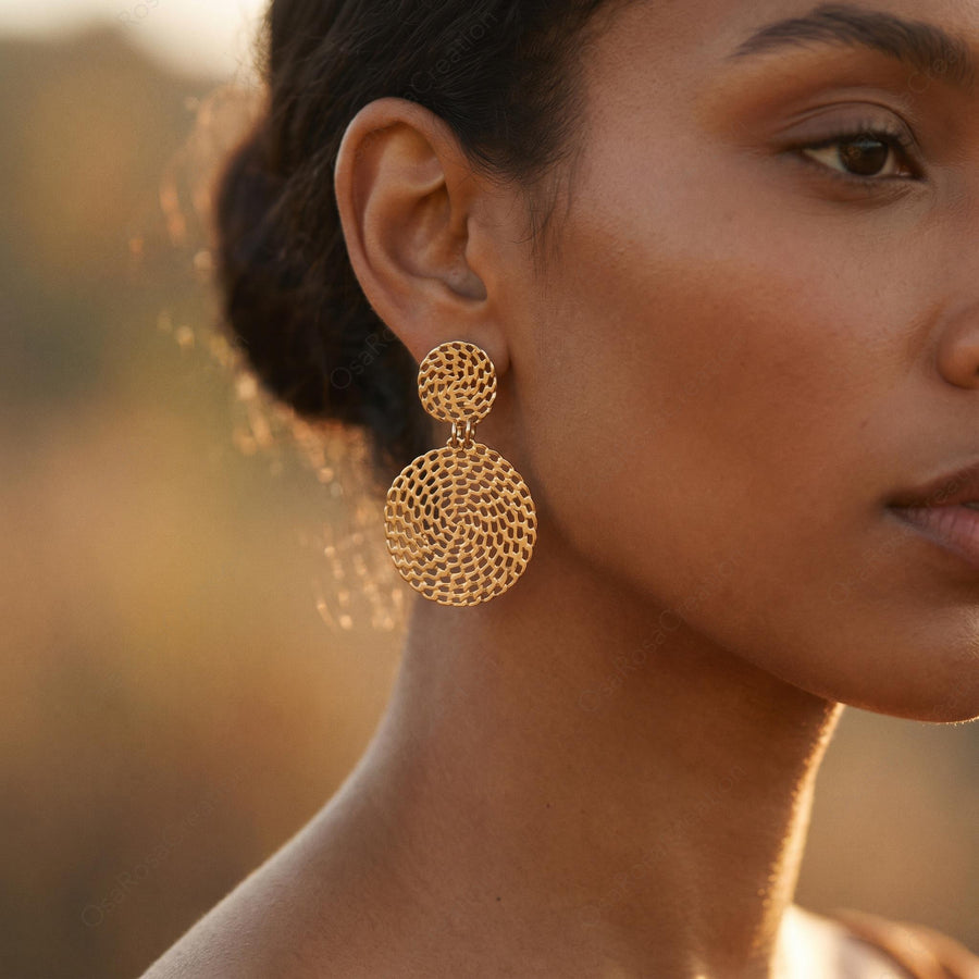 Woven Disc Earrings