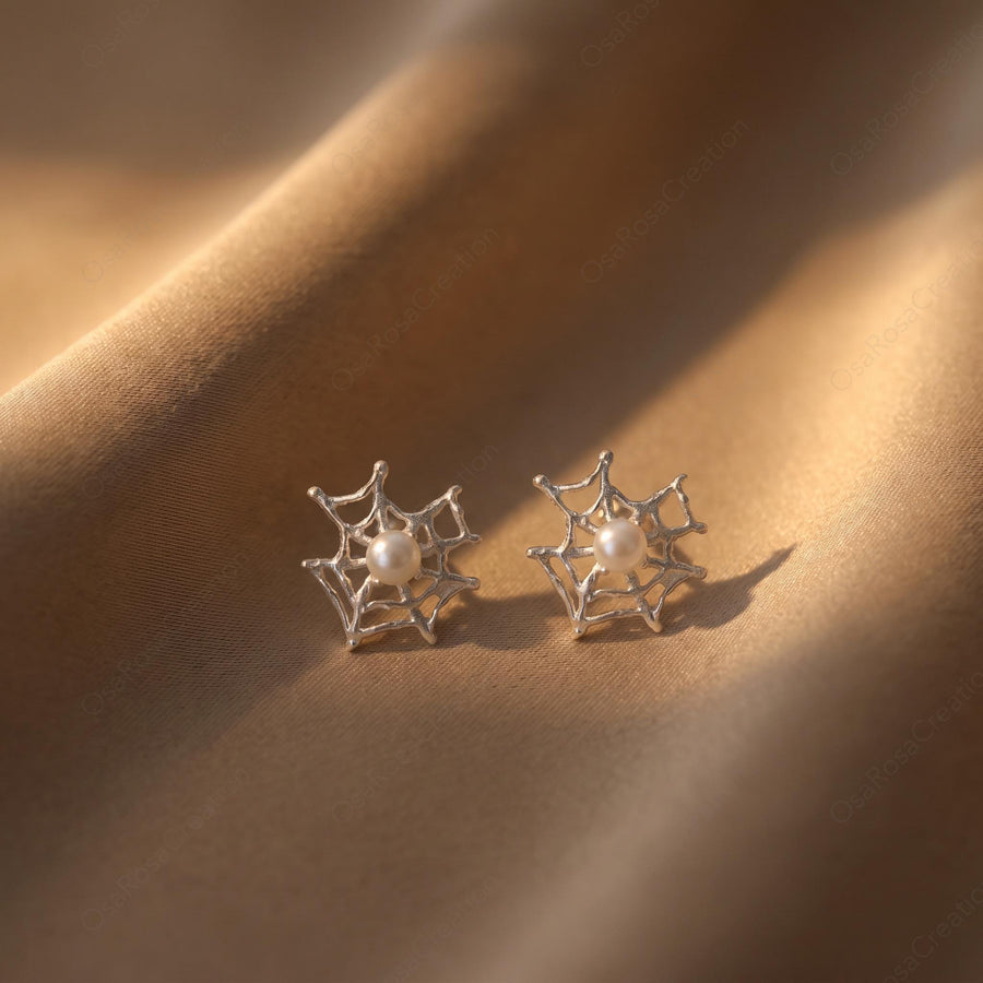 Pearl Spiderweb Earrings