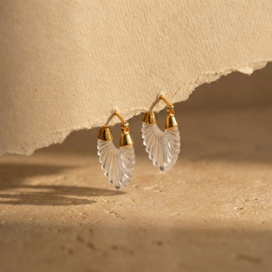 Frosted Shell Hoop Earrings